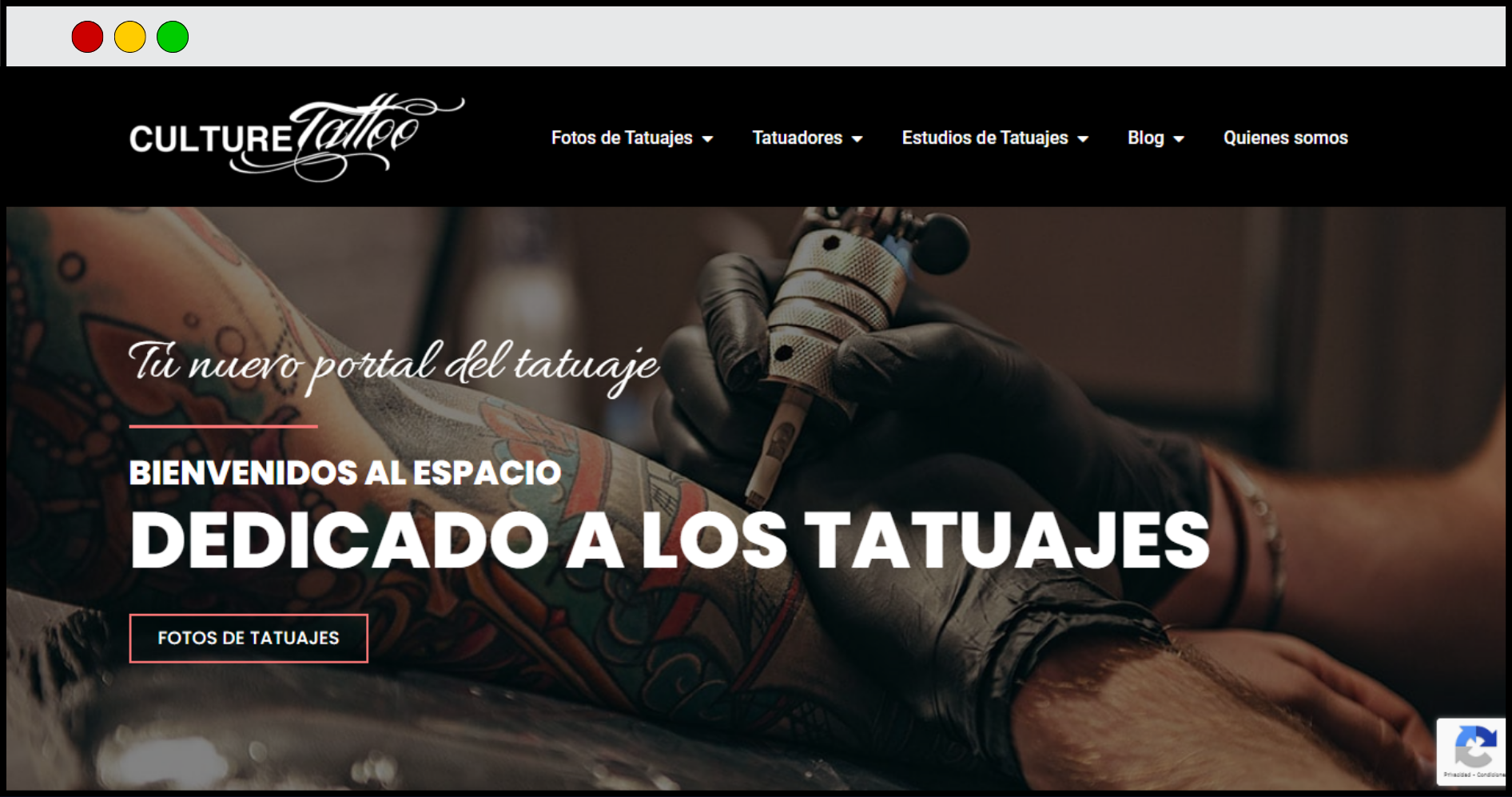 Portada de Página Web de Culture Tattoo